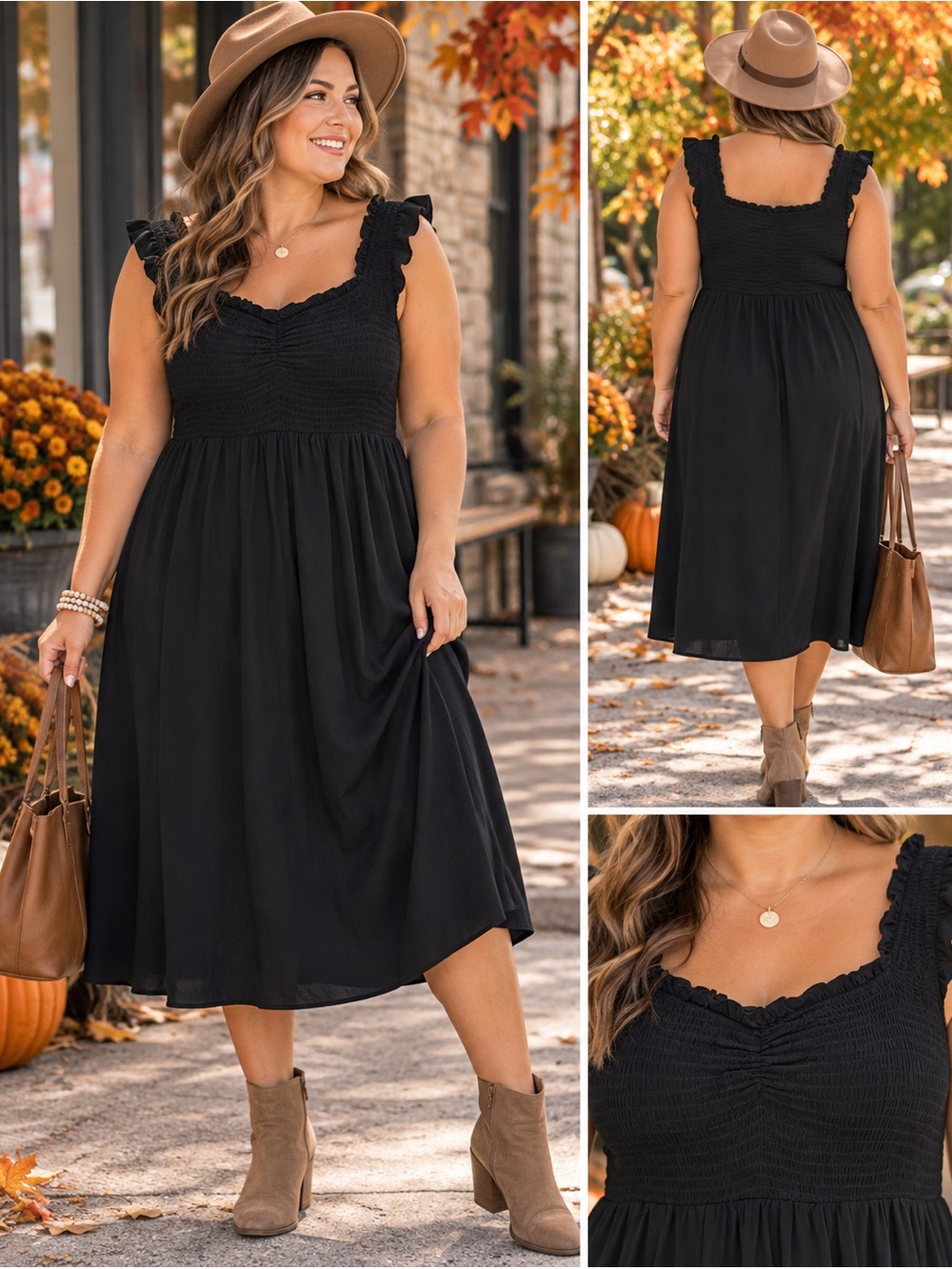 Forever 21 Black Smocked Off-Shoulder Midi Dress